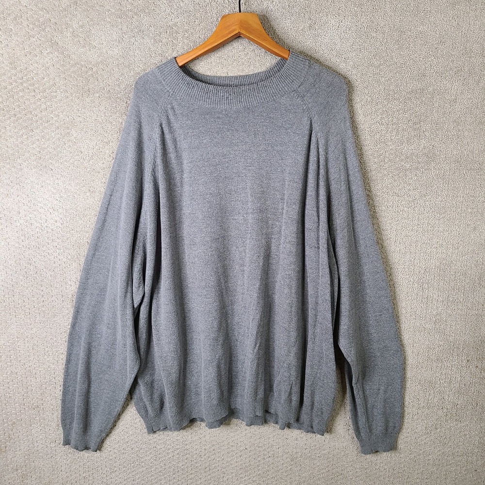 George Sweater Mens 3XL Gray Raglan Crew Neck Long Sleeve Cotton Blend Pullover